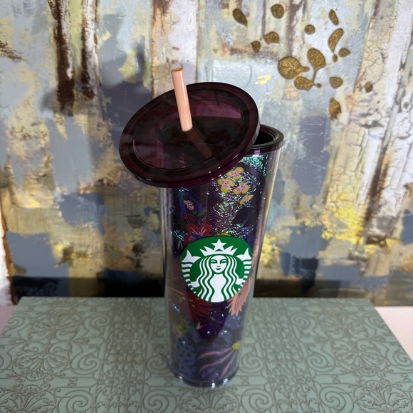 Starbucks Burgundy Floral Fall Foiled Cold Cup Tumbler - Picture 2 of 5